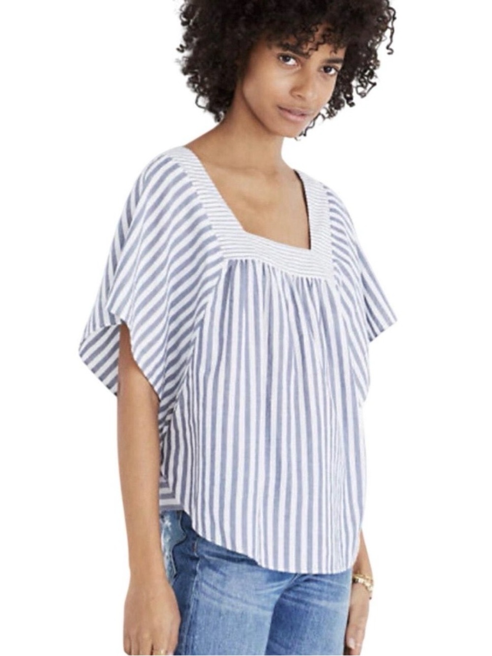 Madewell Blue & White Striped Butterfly Top